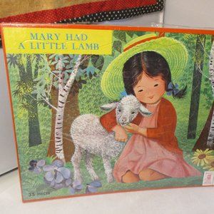 Vintage 1957 Mary Had a Little Lamb Milton Bradley Tray Jigsaw PUZZLE